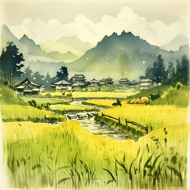 宁静的乡间写实水墨插画,插画/手绘图,插画/手绘图库,插画/手绘图下载,插画/手绘